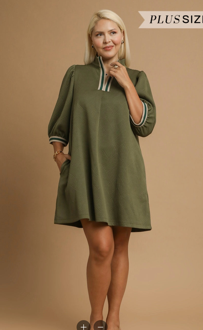 High Neck Jacquard Mini Dress