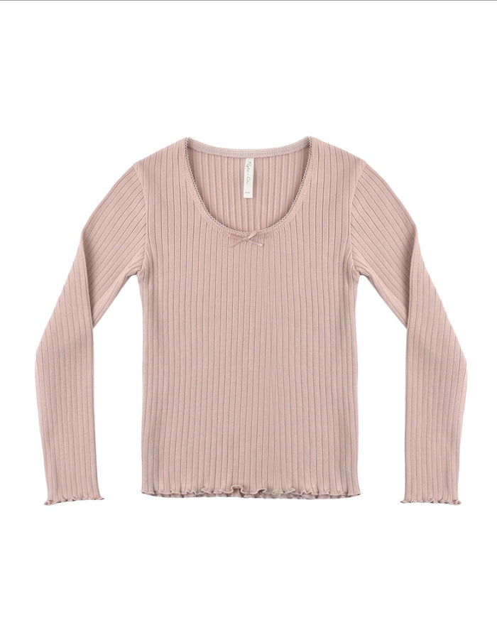 RYLEE & CRU RIBBED LONG SLEEVE ROSEWOOD