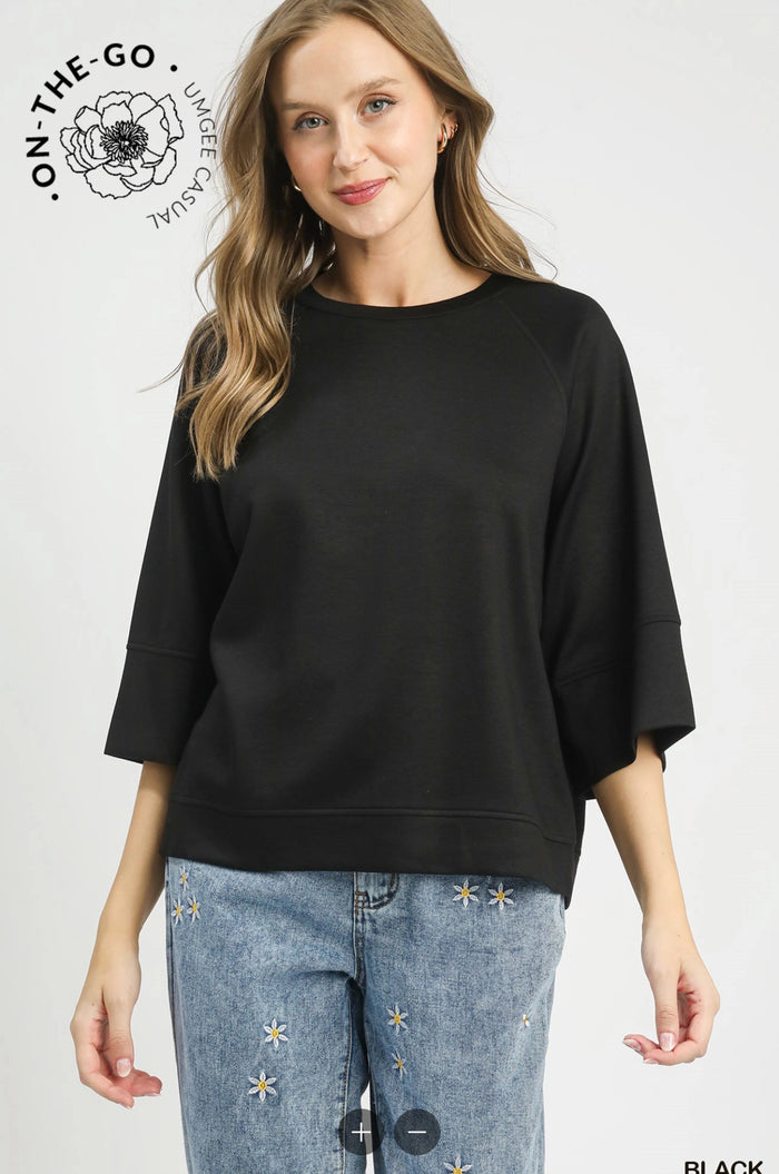 3/4 Sleeved Drop Shoulder Top