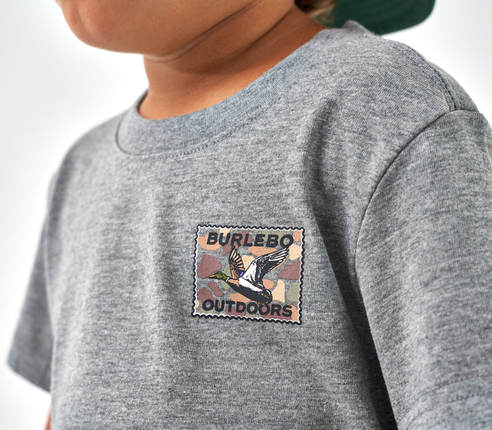 Burlebo Youth- Short Sleeve Tee-Mallard Duck Stamp - Dark Heather Grey