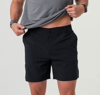 Burlebo - 5.5” - Everyday Performance Shorts - MATTE BLACK - RETRO DUCK CAMO POCKET