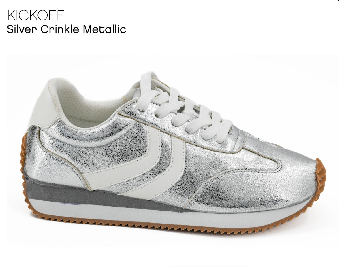 CORKYS KICKOFF- Silver Crinkle Metallic