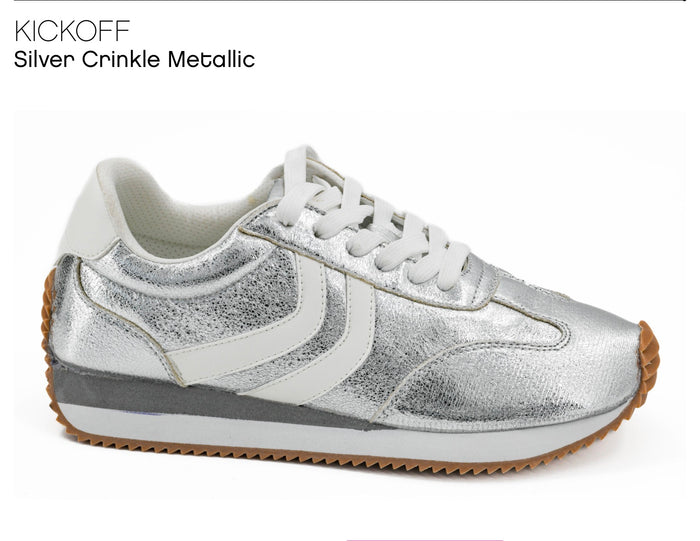 CORKYS KICKOFF- Silver Crinkle Metallic