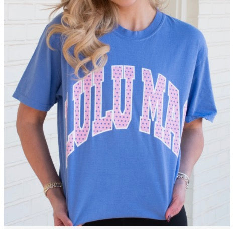 Lulu Mac Blue/Pink Dot Youth Comfort Colors Tee