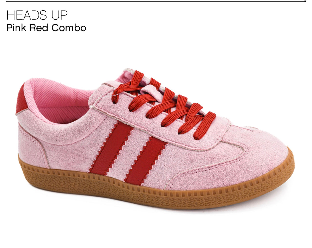 Corky's Heads Up Sneakers Pink Red Combo