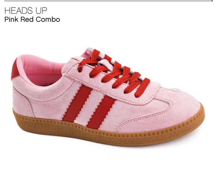 Corky's Heads Up Sneakers Pink Red Combo