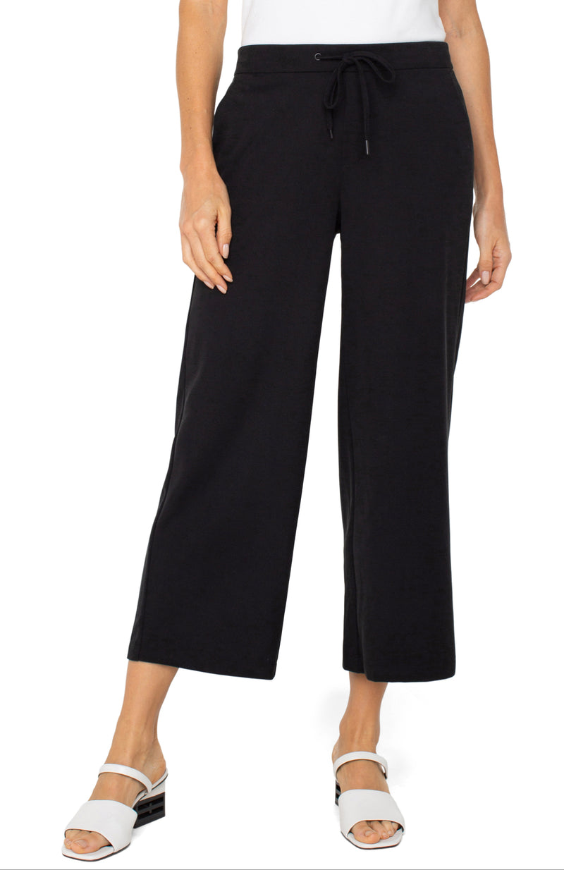 Liverpool pull on wide leg crop trouser Black