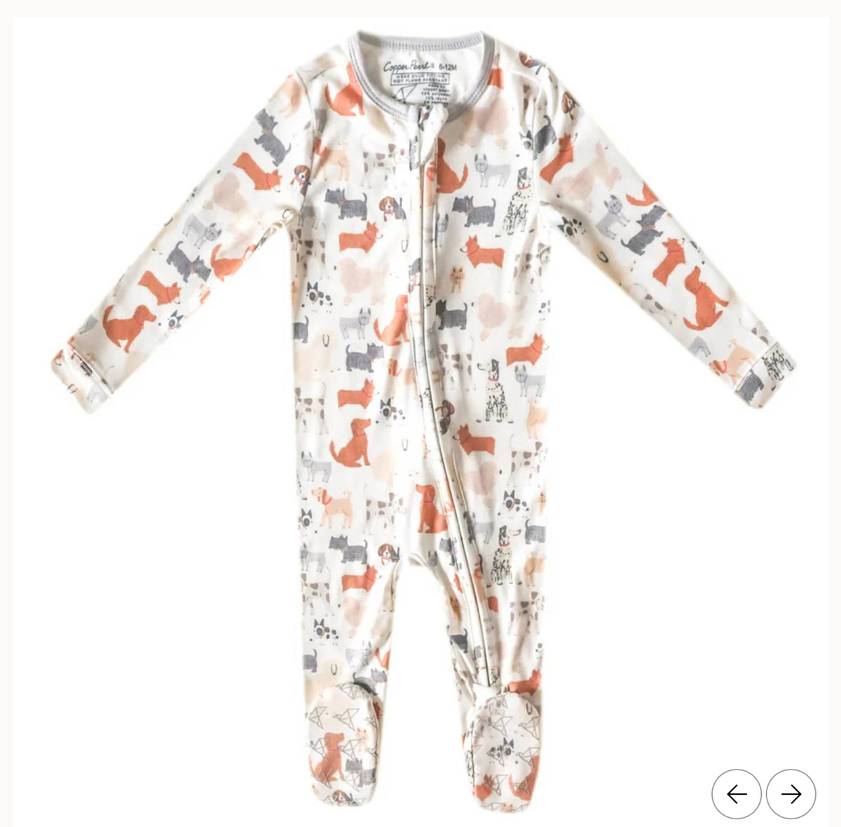Copper Pearl Zip Footie 3-6m