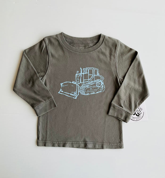 Mustard & Ketchup Long Sleeve Grey Bulldozer T-Shirt