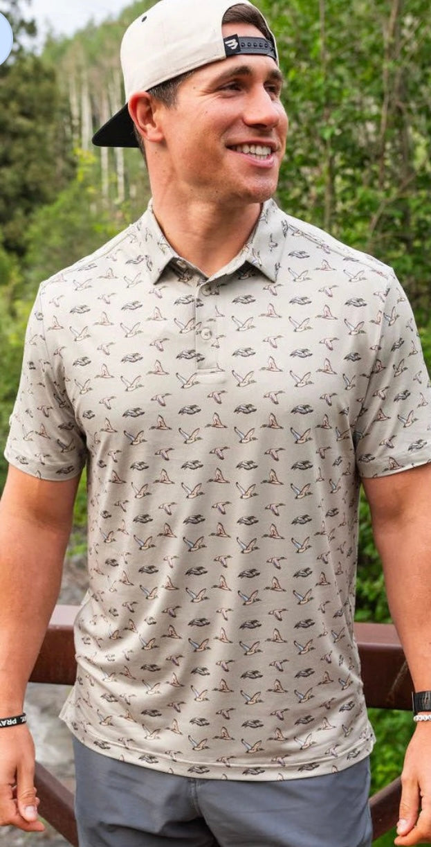 BURLEBO Performance Polo - Flying Ducks - Green