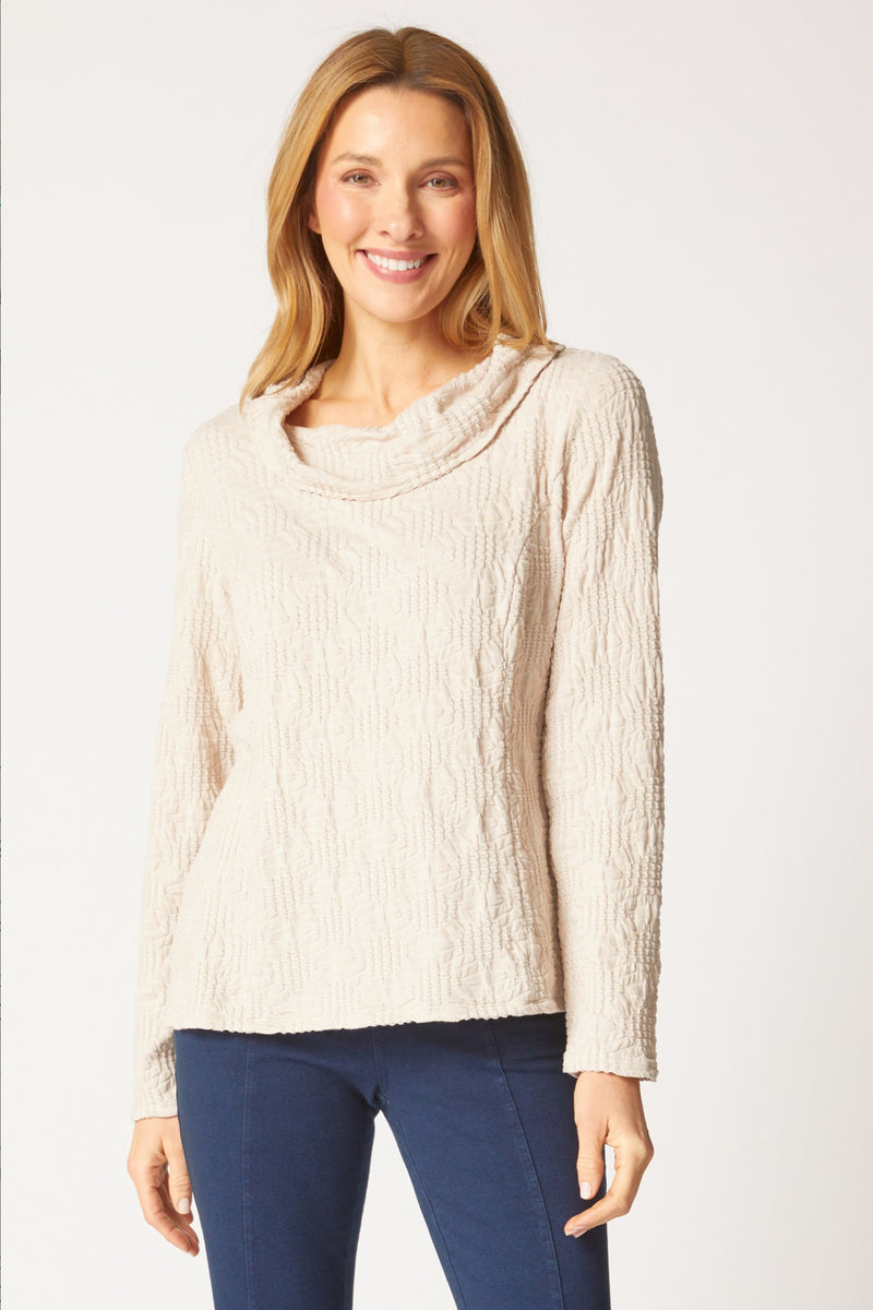 HABITAT SUNBURST KNIT COWL SEAMED TEE F25H