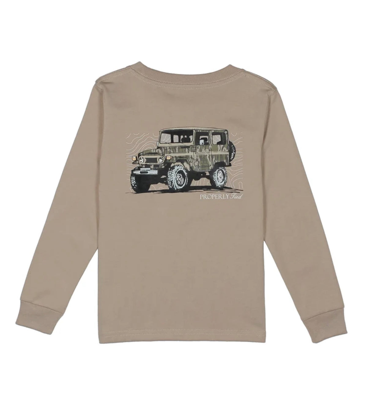 Properly Tied Boys Mossy Oak Topo Cruiser LS Sand