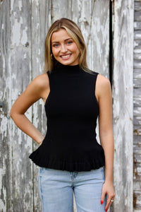 Mock Neck Slvl Peplum Sweater