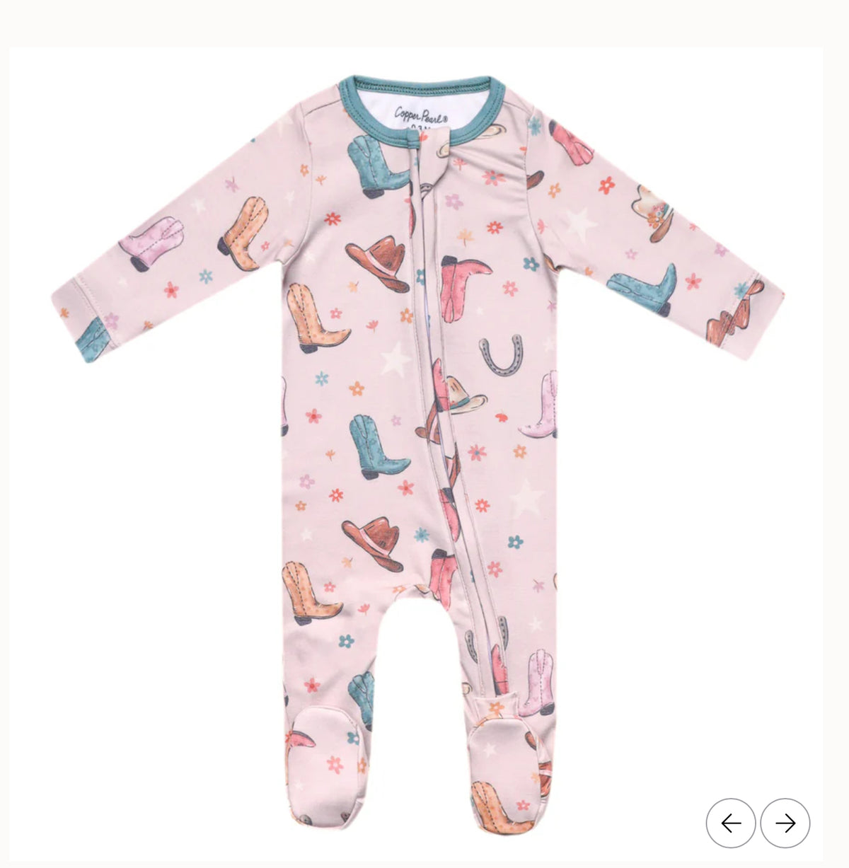 Copper Pearl Zip Footie 0-3m