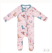 Copper Pearl Zip Footie 0-3m