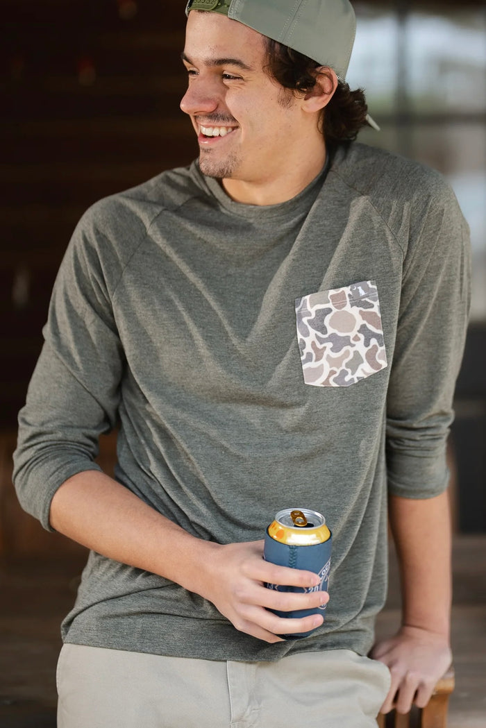 Local Girl long sleeve Heather-Blend Crew-Mud