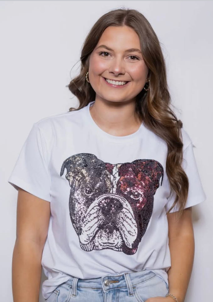 Mississippi State Sequin Bulldog Tee
