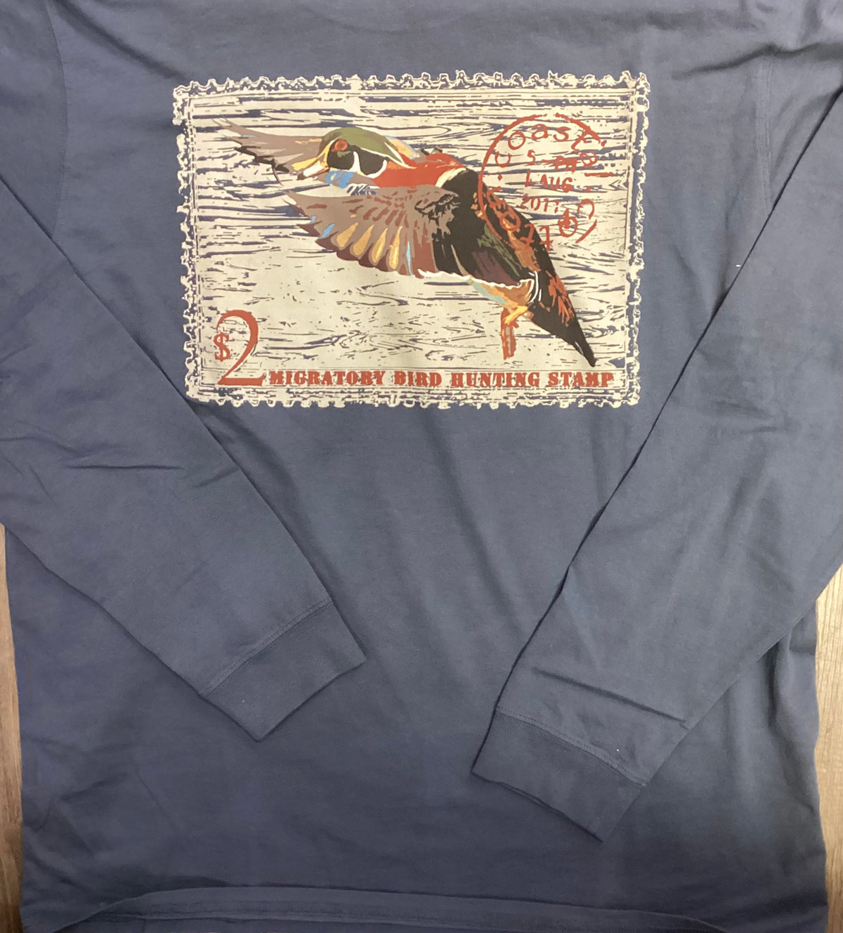 Coastal Cotton-Duck Stamp Long sleeve Stone Blue