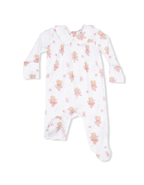 Angel Dear 2 Way Ruffle Back Zipper Footie- Teddy Bear Ballerina