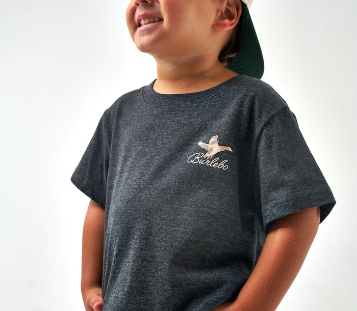 Burlebo Youth- Short Sleeve Tee-Ducks Flying In - Heather Black