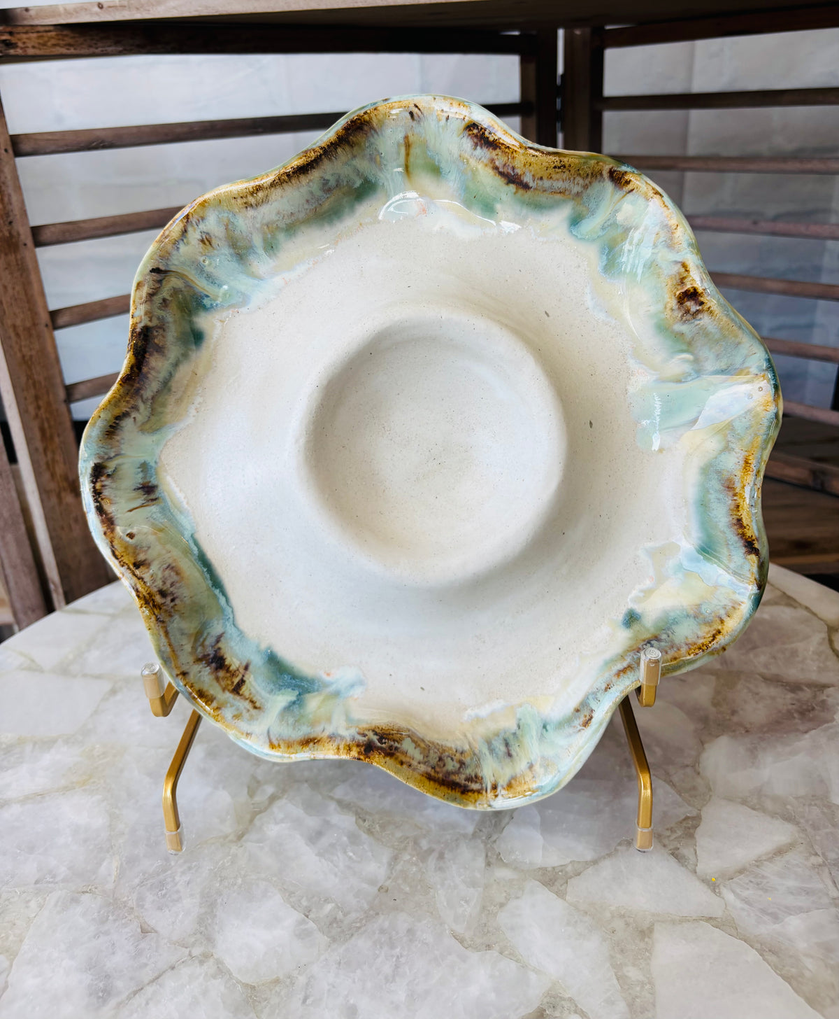 Rosaline Pottery Wavy Chip & Dip Color Delta Blue