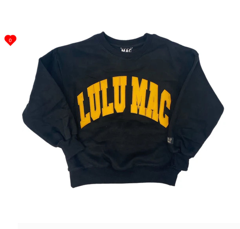 LULU MAC BLACK/YELLOW-STITCH SWEATSHIRT
