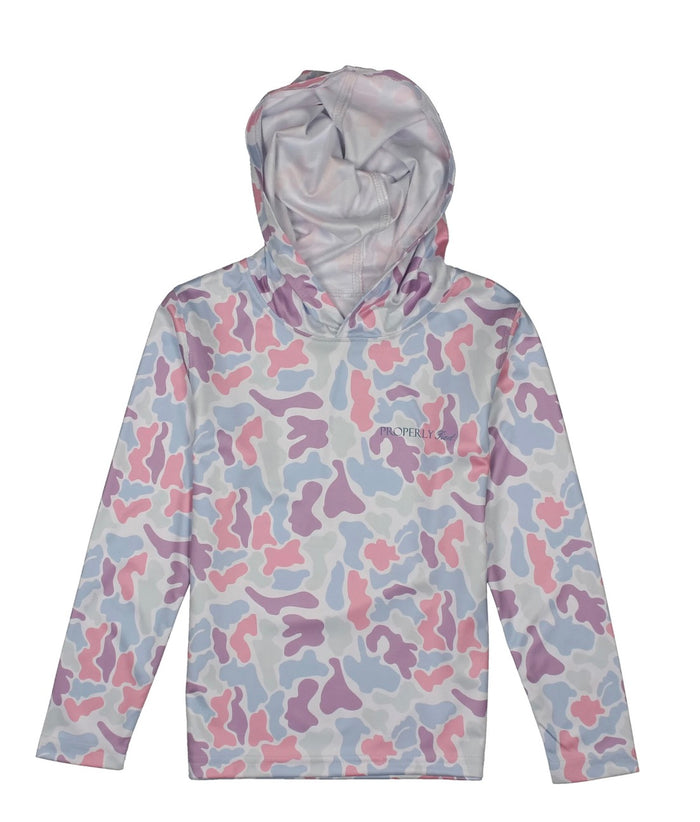Properly Tied Girls Sportsman Performance Hoodie Cotton Candy Camo