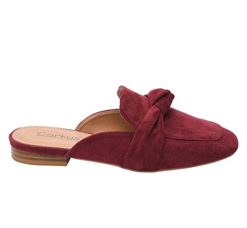 Corky's Clingy Mule Burgundy Faux Suede