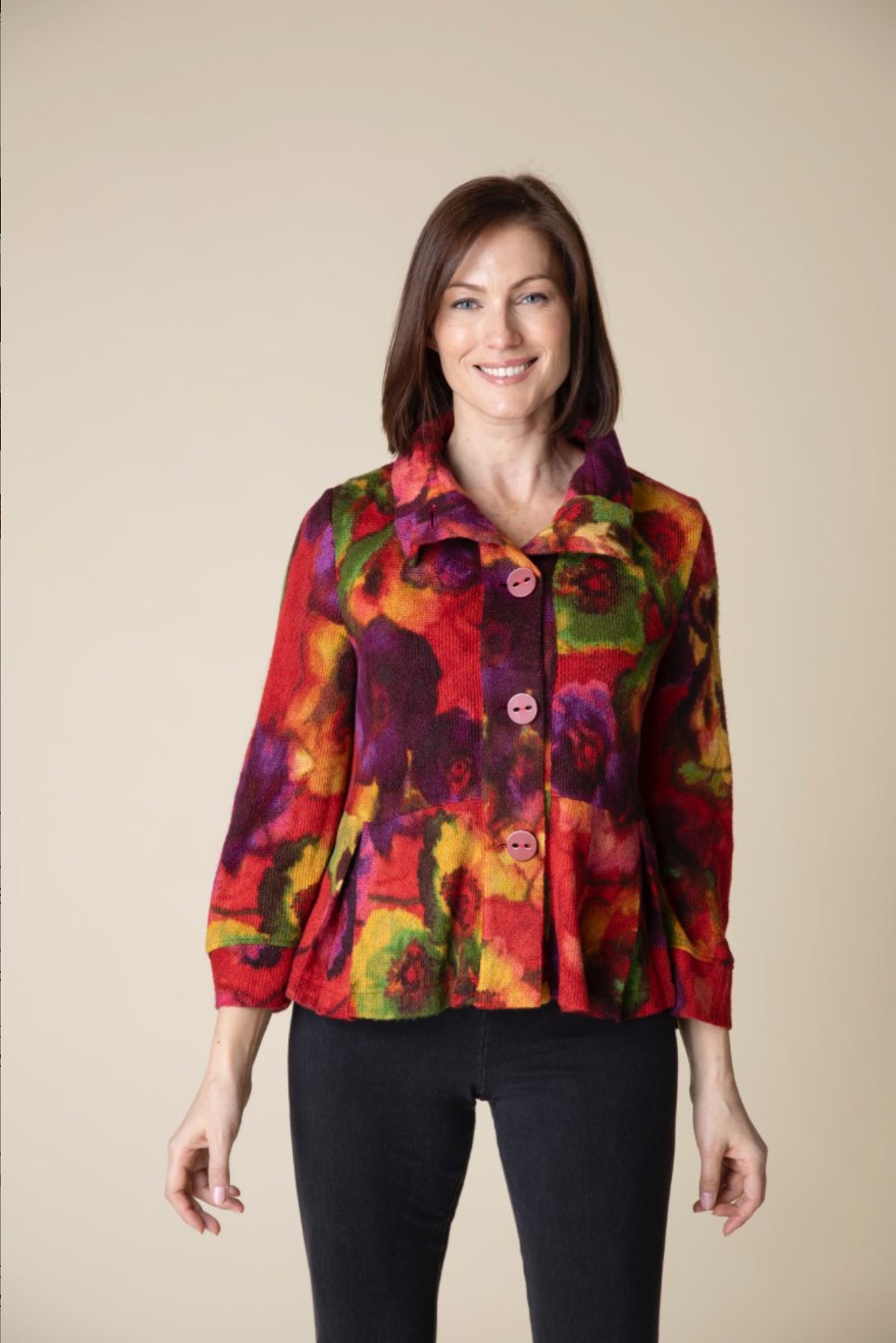 HABITAT ABSTRACT FLORAL RETRO JACKET APPLE