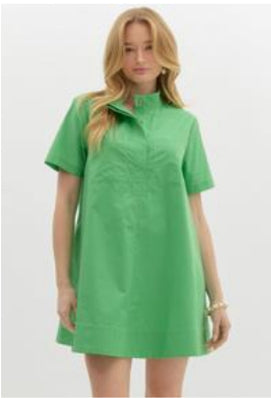 Button Neck with Pockets Dress