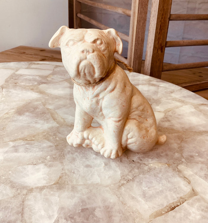 SonShine Pottery Small Sitting Bulldog Vintage Pearl
