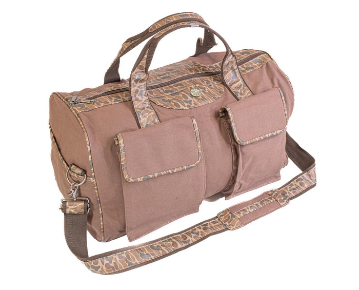 Zep-Pro BROWN WAXED CANVAS OLD SCHOOL CAMO WEEKENDER BAG