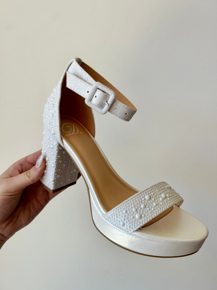 Somi White Pearl Heels