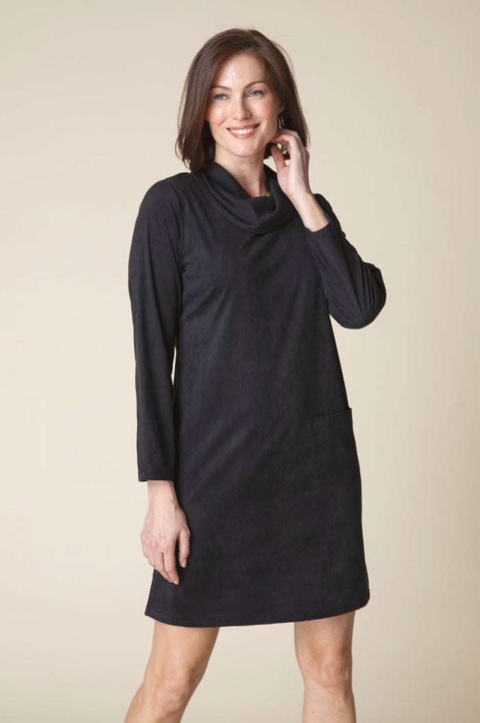 HABITAT FAUX SUEDE EASY POCKET DRESS BLACK