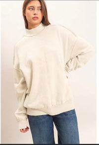 Acid Washed Mock Neck Sweatshirt