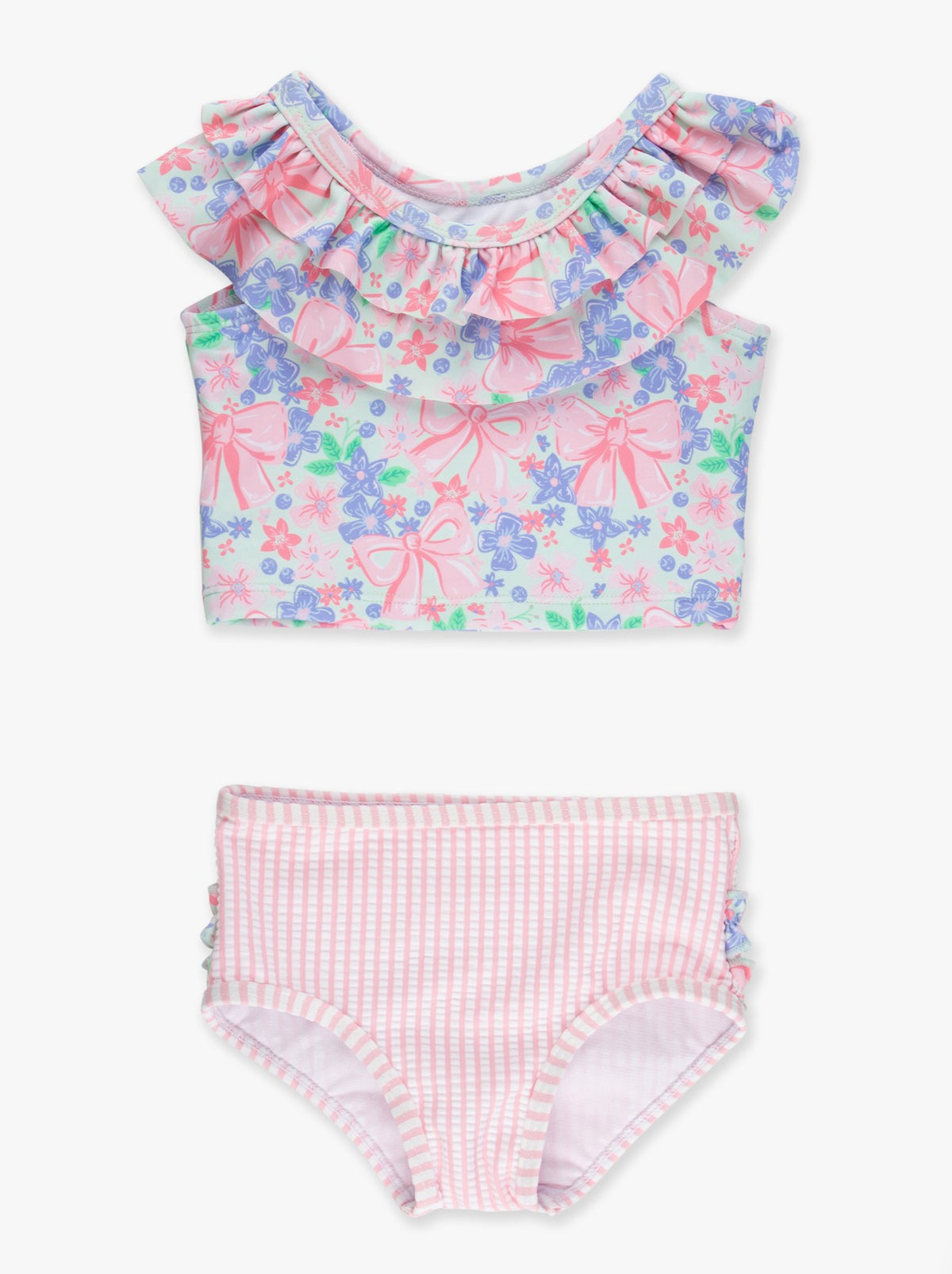 RuffleButts Ruffle Tankini 2-piece Swimsuit, With Signature Rear Ruffles- Bow Blooms