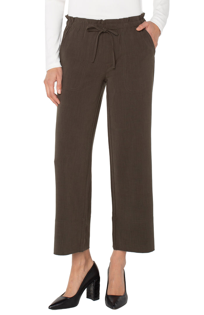 Liverpool Pull on Tie Waist Wide Leg Ankle 26" ins Black Olive