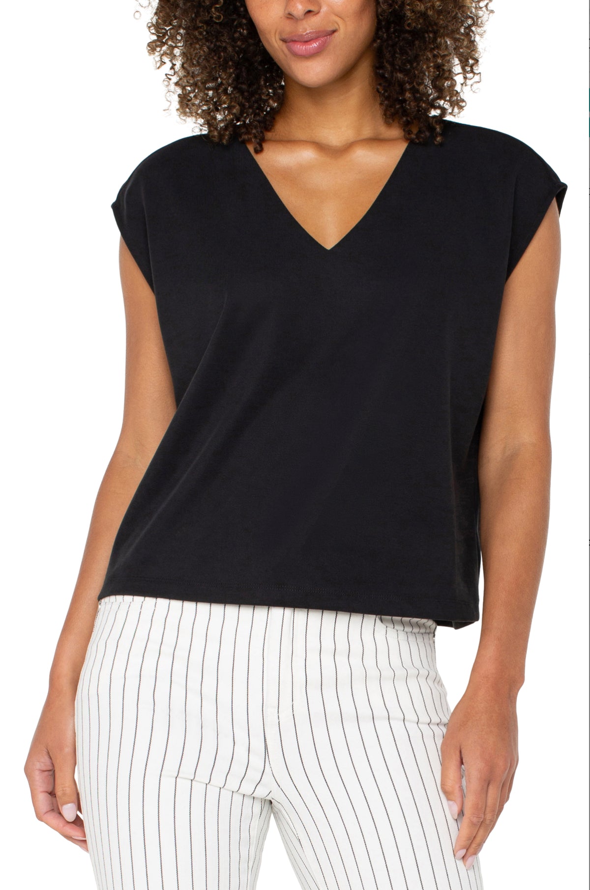Liverpool dolman slve v neck top black