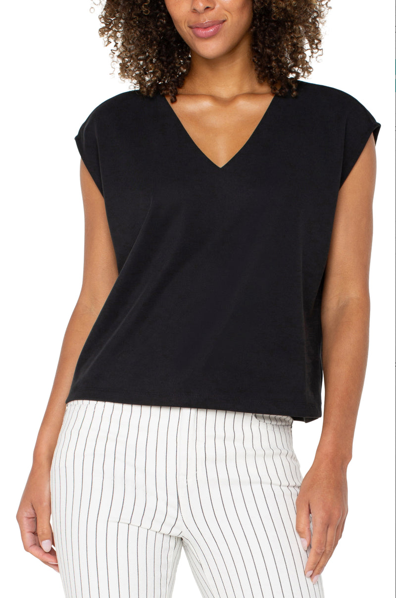 Liverpool dolman slve v neck top black