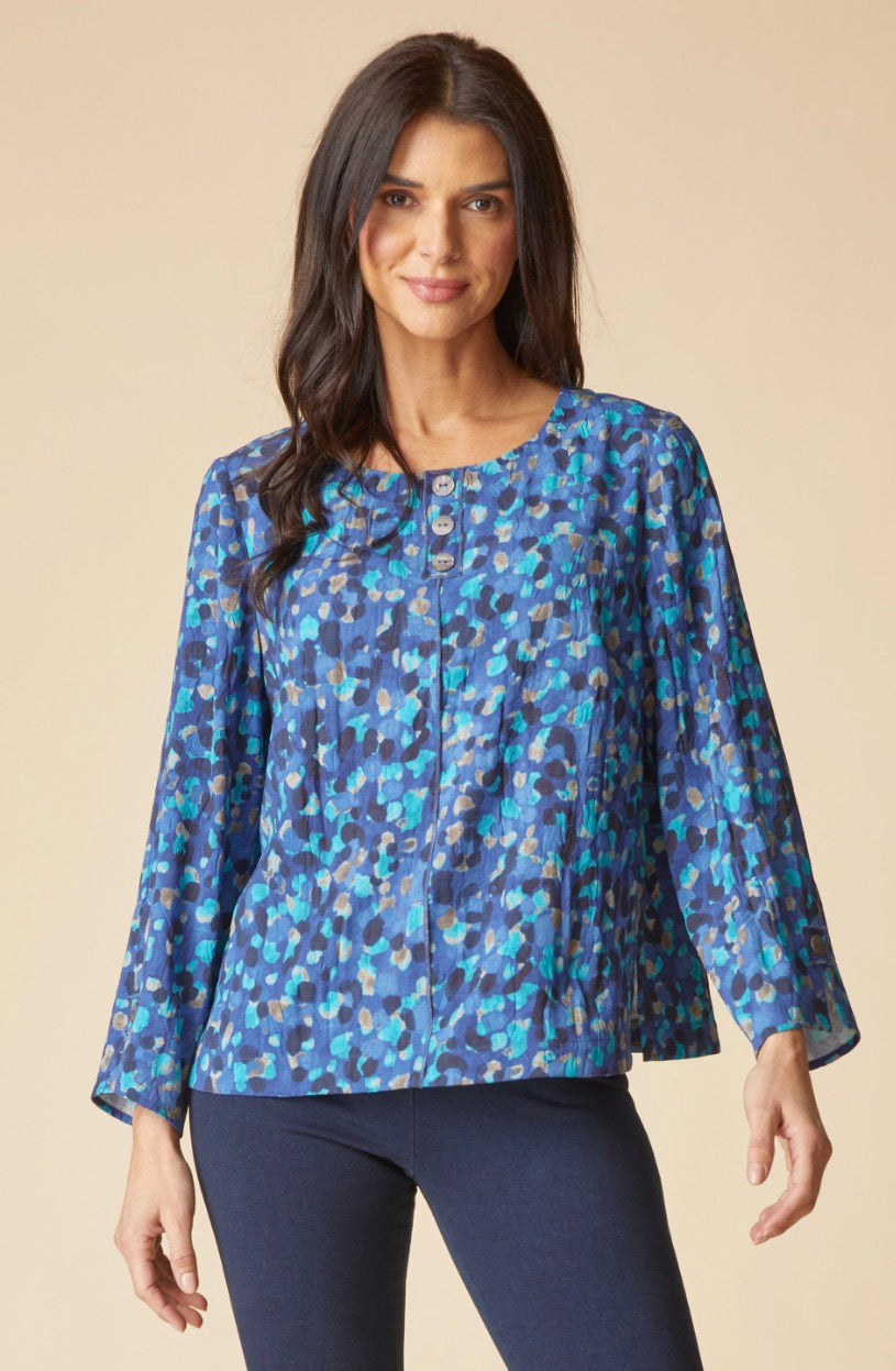 HABITAT DESTINATION UNKNOWN DOT PLEAT BACK BUTTON PULLOVER
