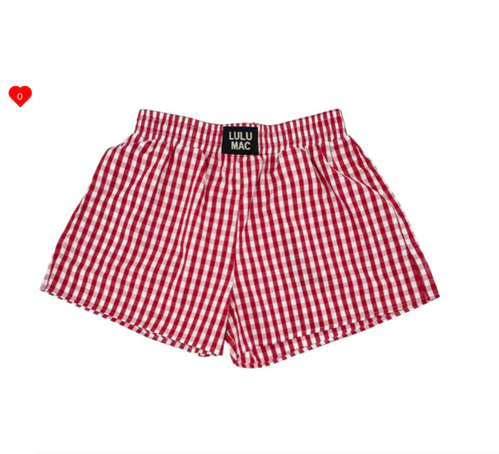 LULU MAC BXGH-RED GINGHAM BOXER SHORT