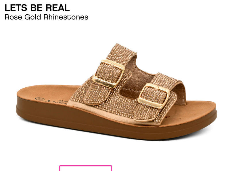 Corkys Let’s Be Real Rose Gold Rhinestone