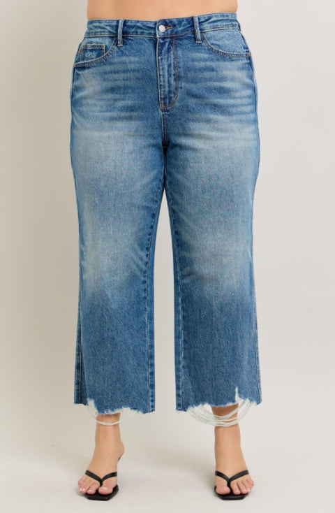Judy Blue HW Rigid Magic Destroy Hem Crop Wide