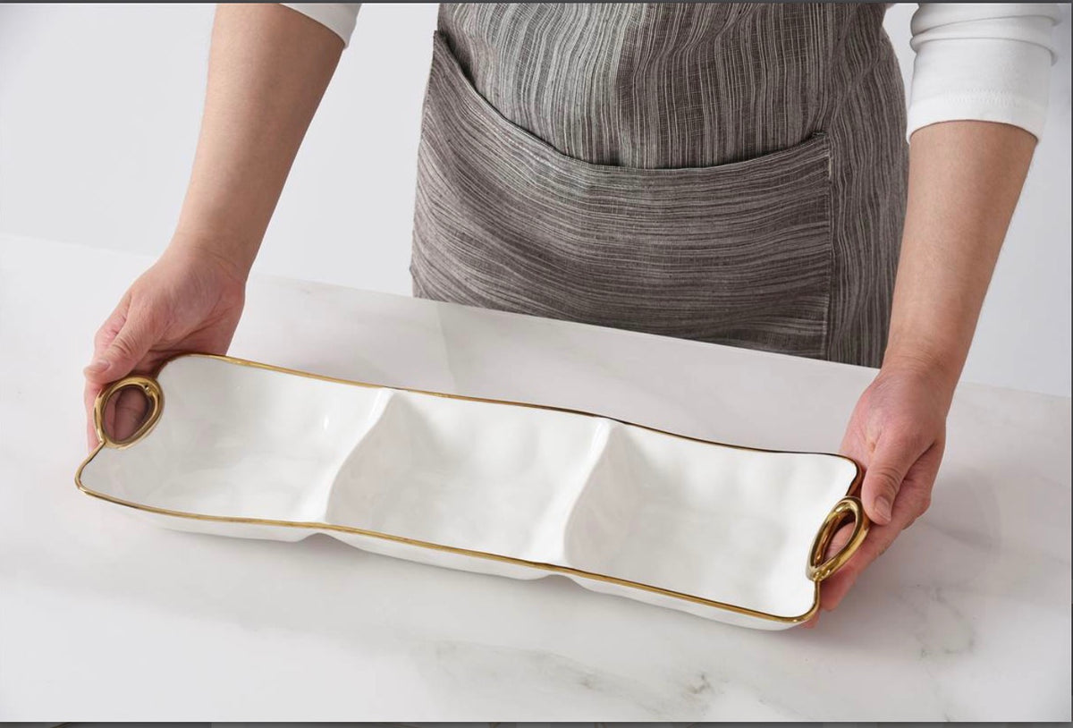 Pampa Bay 3 Section Server Golden Handles