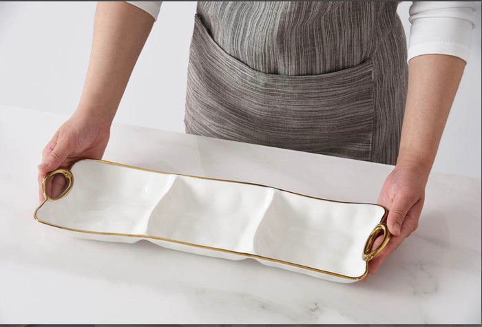 Pampa Bay 3 Section Server Golden Handles