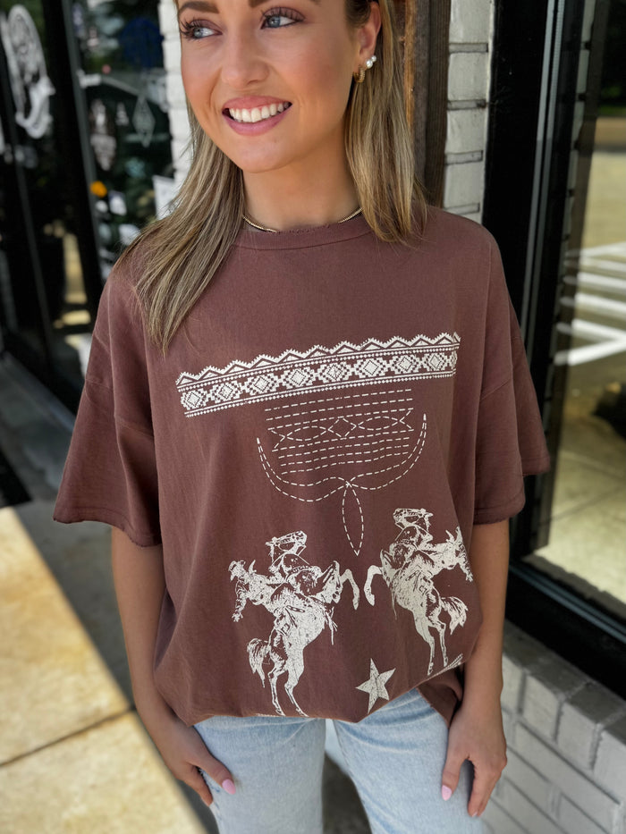 Western Cowboys Crochet Stitch Graphic Tee