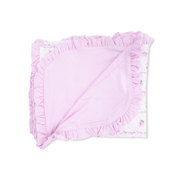 Angel Dear Dainty Buds And Bows Stripe - Ruffle Blanket