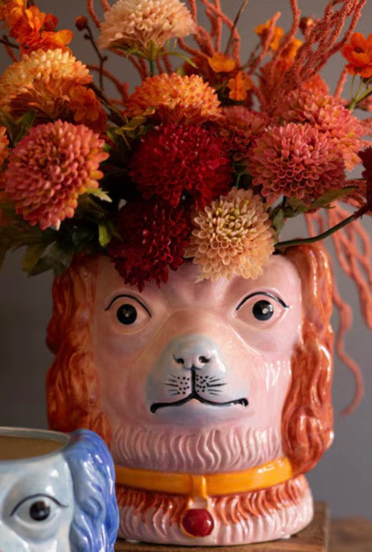 Vintage-Inspired Ceramic Colorful Dog Vases