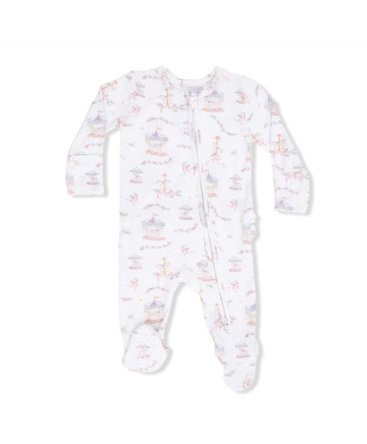 Angel Dear 2 Way Ruffle Back Zipper Footie-Carousel w/Bows