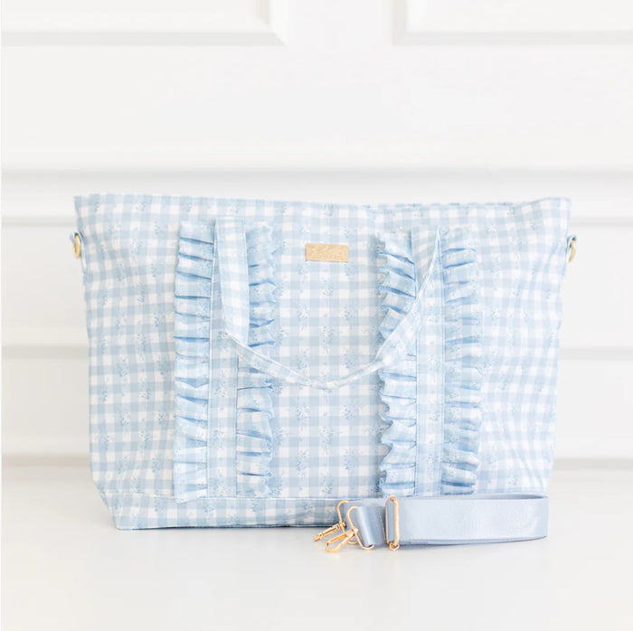 HOLLIS Ruffled Nylon Tote Bag Blue